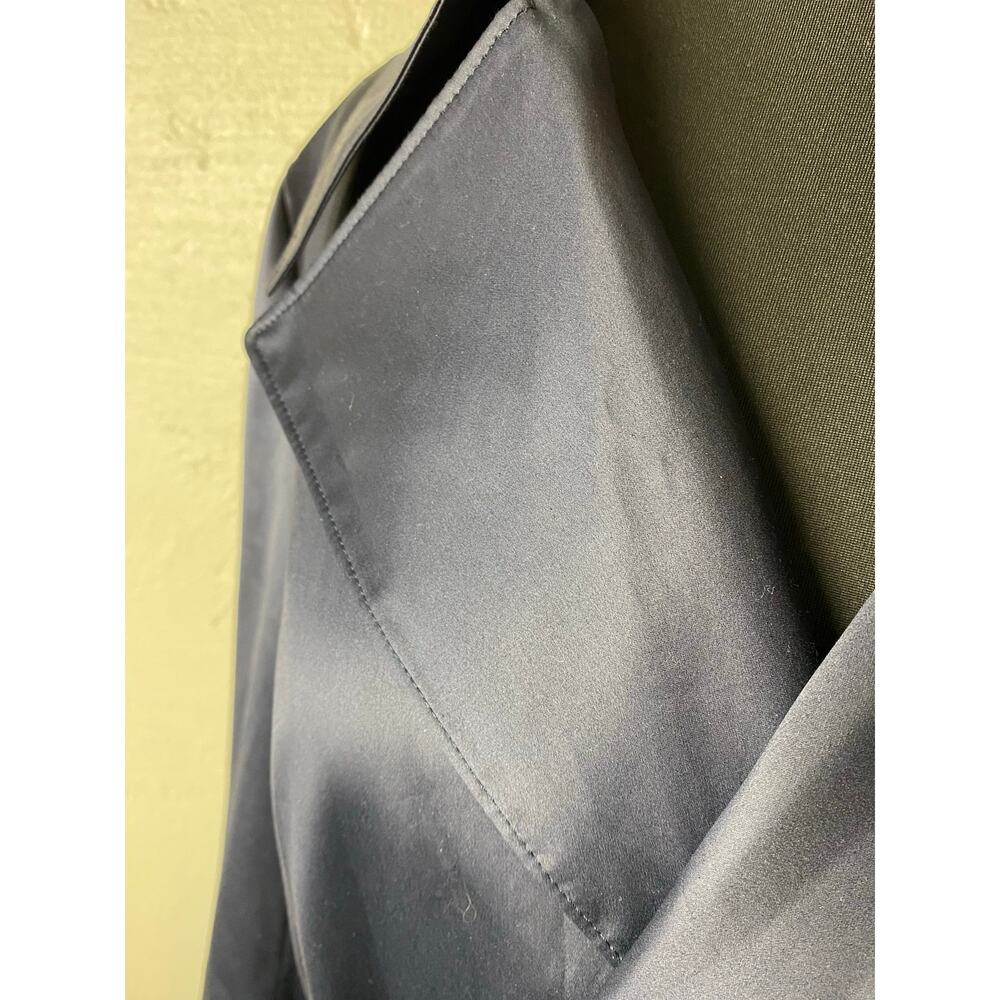THEORY SILK TRENCH Coat Midnight Blue Sz Large NWT Elegant Designer Classic Fit - Picture 8 of 12